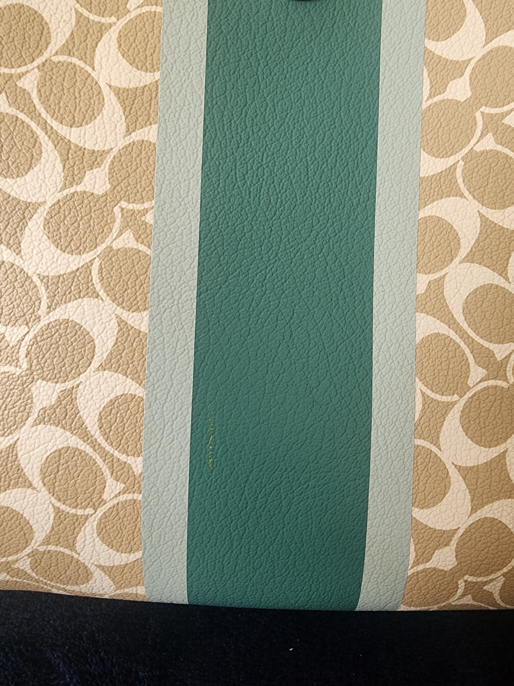 Coach Chelsea Heritage Stripe Signature Tote Bag Khaki Teal F15137 - Picture 3 of 8